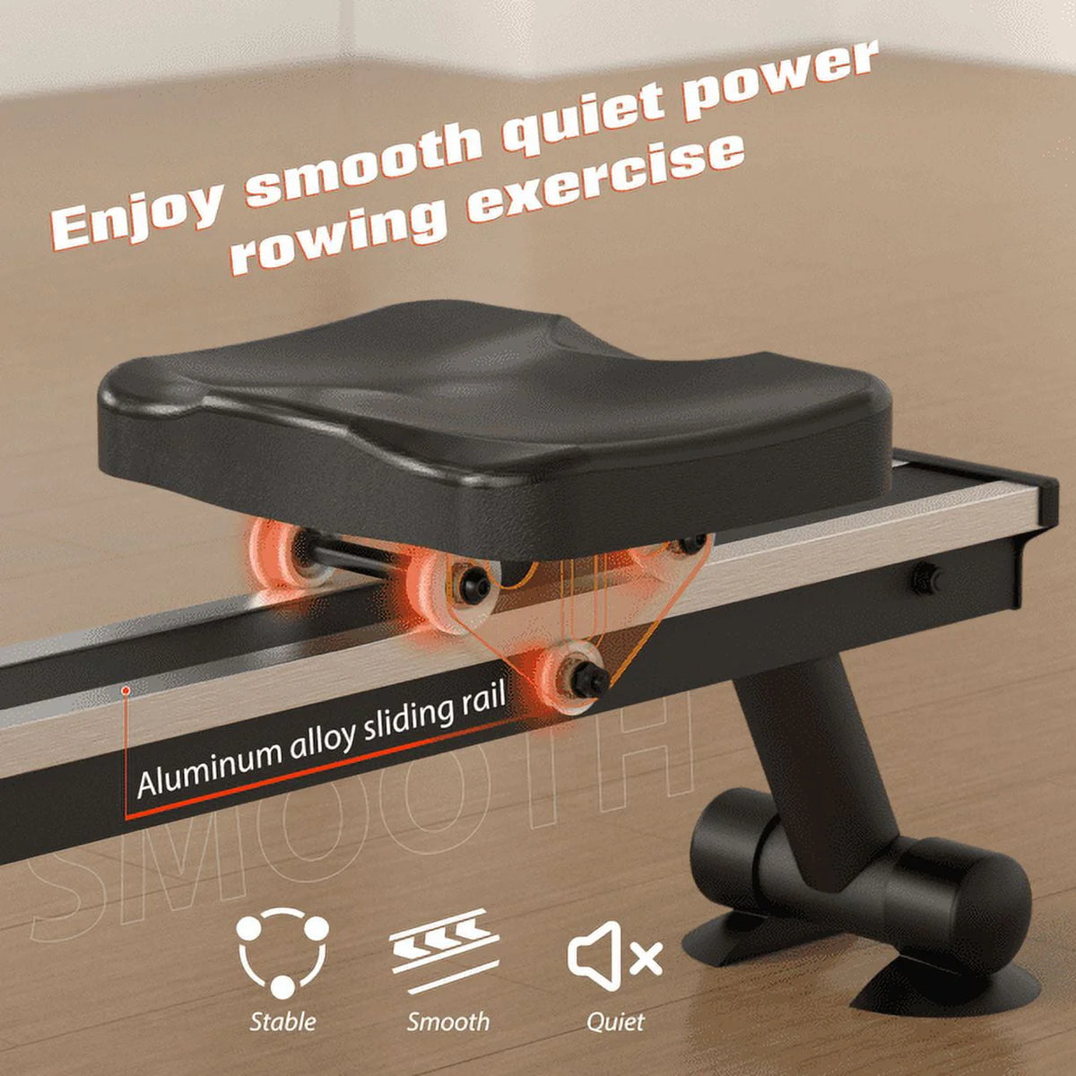 Upgo Rower Magnetic Rowing Machine Indoor Foldable Rower with 8 Level Adjustable Quiet Magnetic Resistance, Ergonomic Seat & LCD Monitor Cardio Exercise Training Max Weight 300 lbs