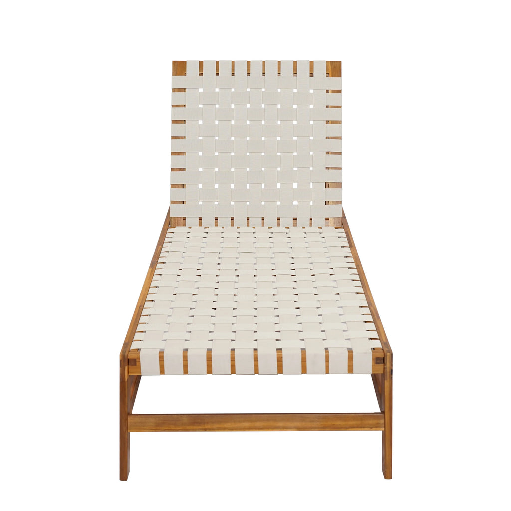 Christopher Knight Home Outdoor Wood Chaise Lounge Chair, Adjustable 4-Position Recliner with Rope Seat, Teak