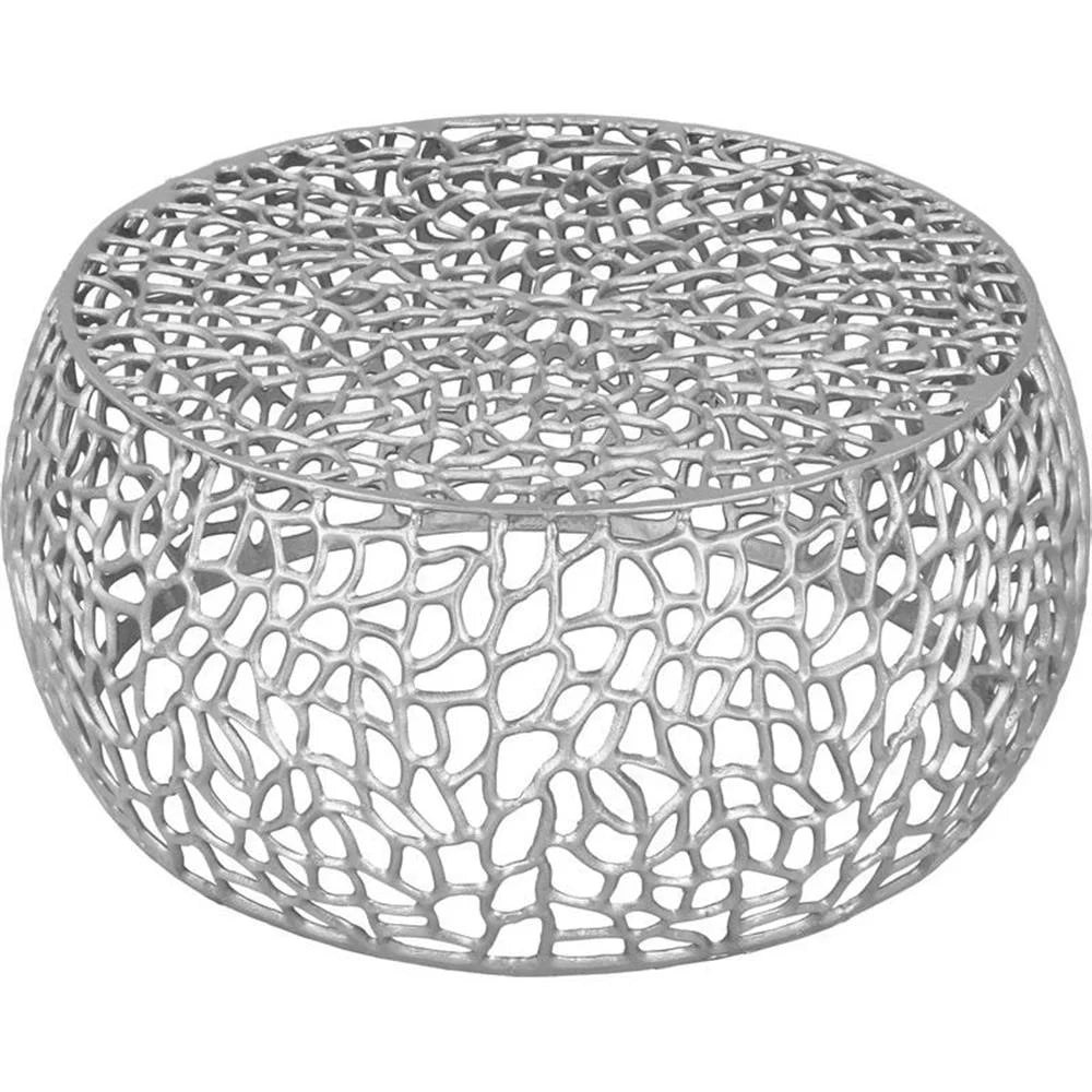 Maklaine Scrollwork Modern Solid Aluminum Coffee Table in Silver