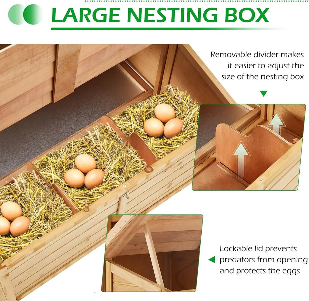 YODOLLA Chicken Coop 100" Wooden Large Chicken Cage with Run Chicken Coop for 6 8 Chickens,Chicken Run Hen House with 3 Nesting Boxes