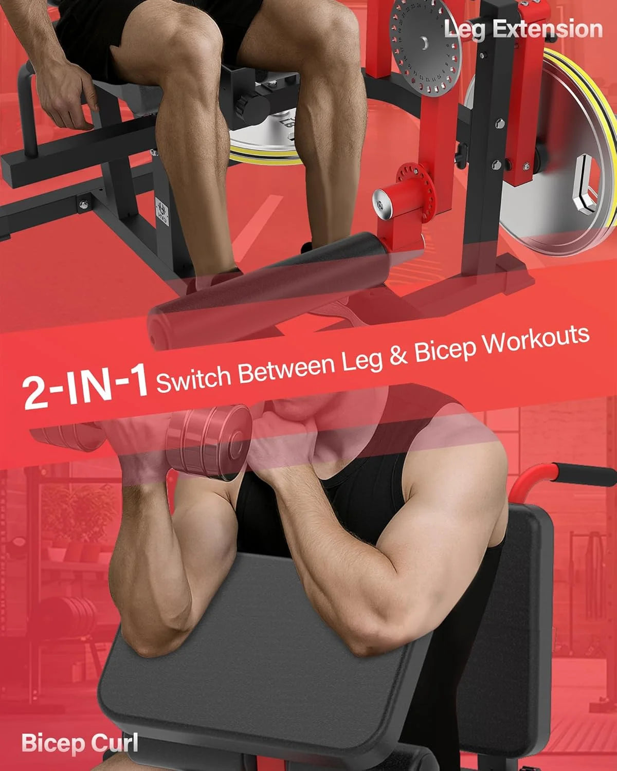 HVO Leg Extension and Curl Machine - Leg Extension Machines for Home Gym Leg Hamstring Workout Lying Seated Adjustable