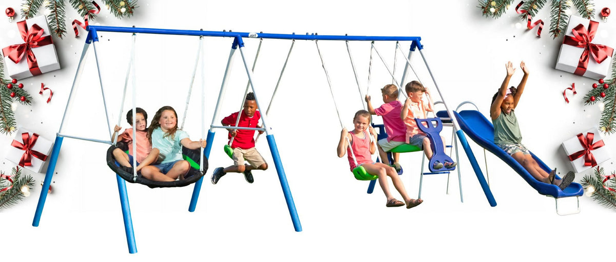 XDP Recreation All Star Playground Metal Swing Set for up to 7 Children