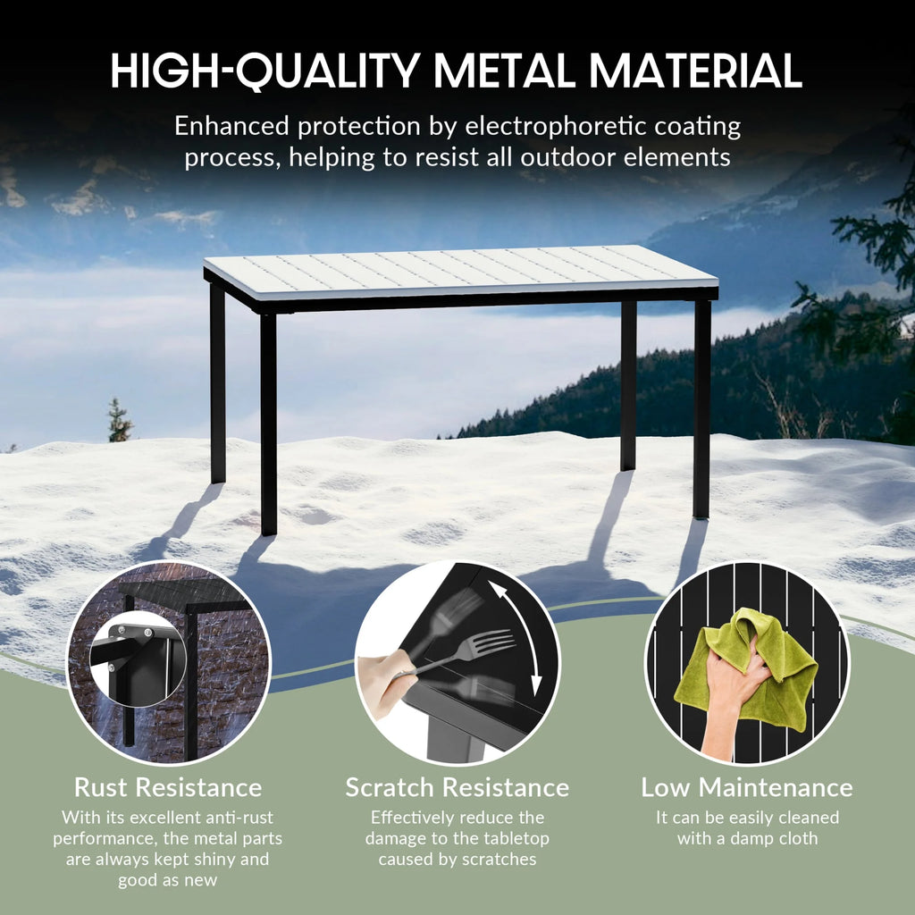 WestinTrends Playa 59" Iron Metal Outdoor Rectangular Patio Dining Table For 6, Olive Green