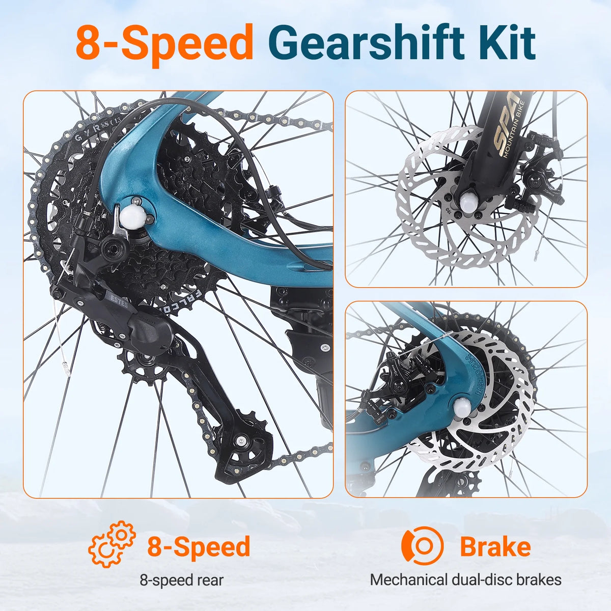 SPATIAL 24/26/27.5/29 inch Mountain Bike,8/21 Speed Lightweight Aluminum Magensium Frame Mountain Bicycle,Fits Men Women Teenagers Adult Disc Brake MTB Bicycle