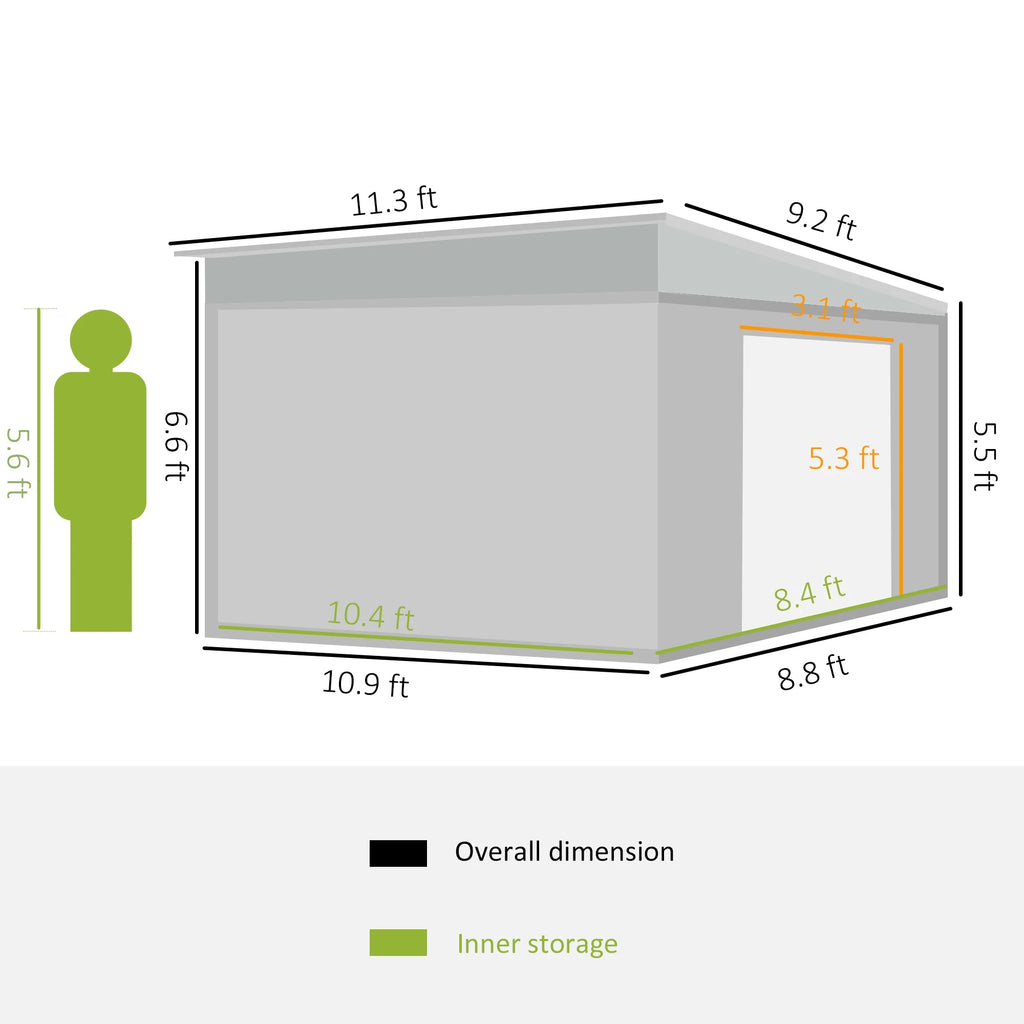 Outsunny Metal Outdoor Storage Shed with Lockable Doors, 3.3' x 3.4', Brown