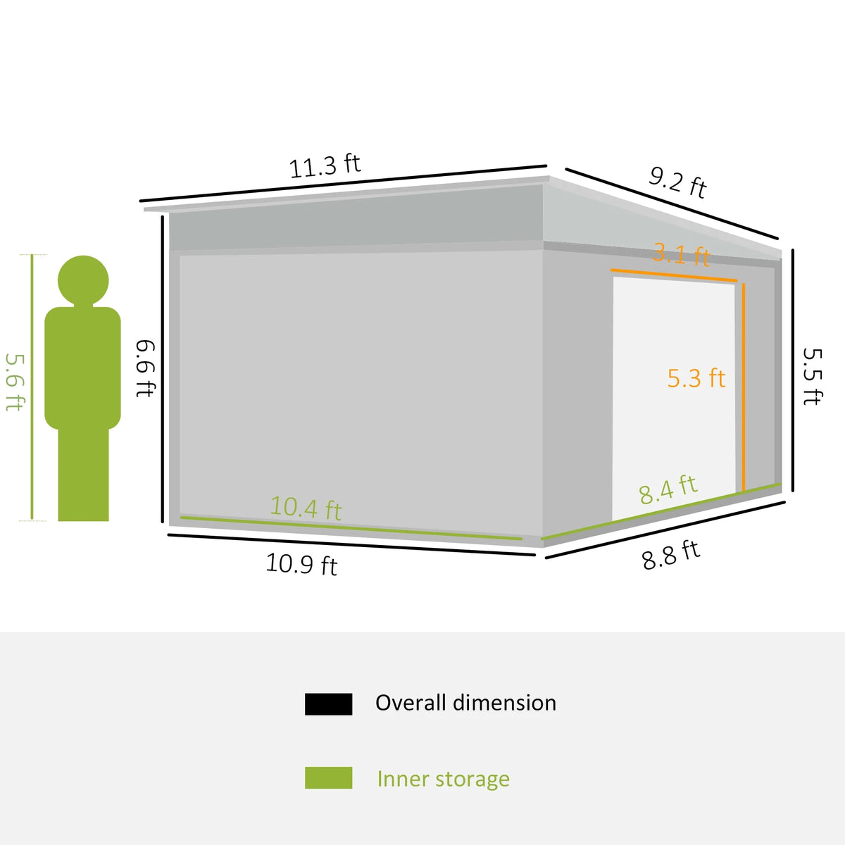 Outsunny Metal Outdoor Storage Shed with Lockable Doors, 3.3' x 3.4', Brown