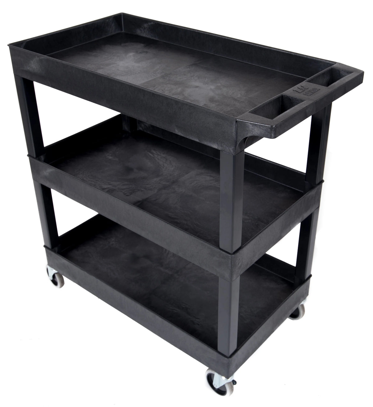 Luxor Rolling 3-Shelf Utility Cart, HDPE Black