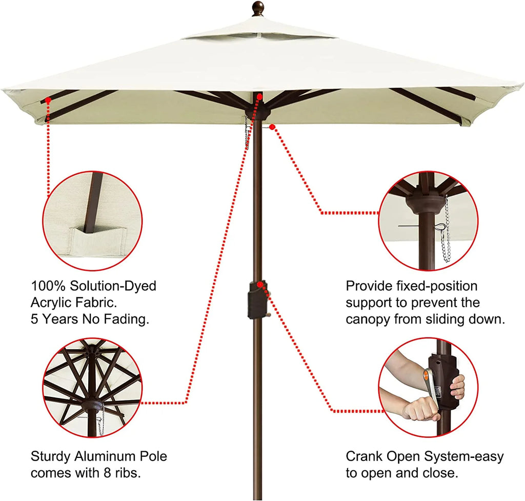 EliteShade Sunumbrella 6x6Ft Square Market Umbrella with Ventilation