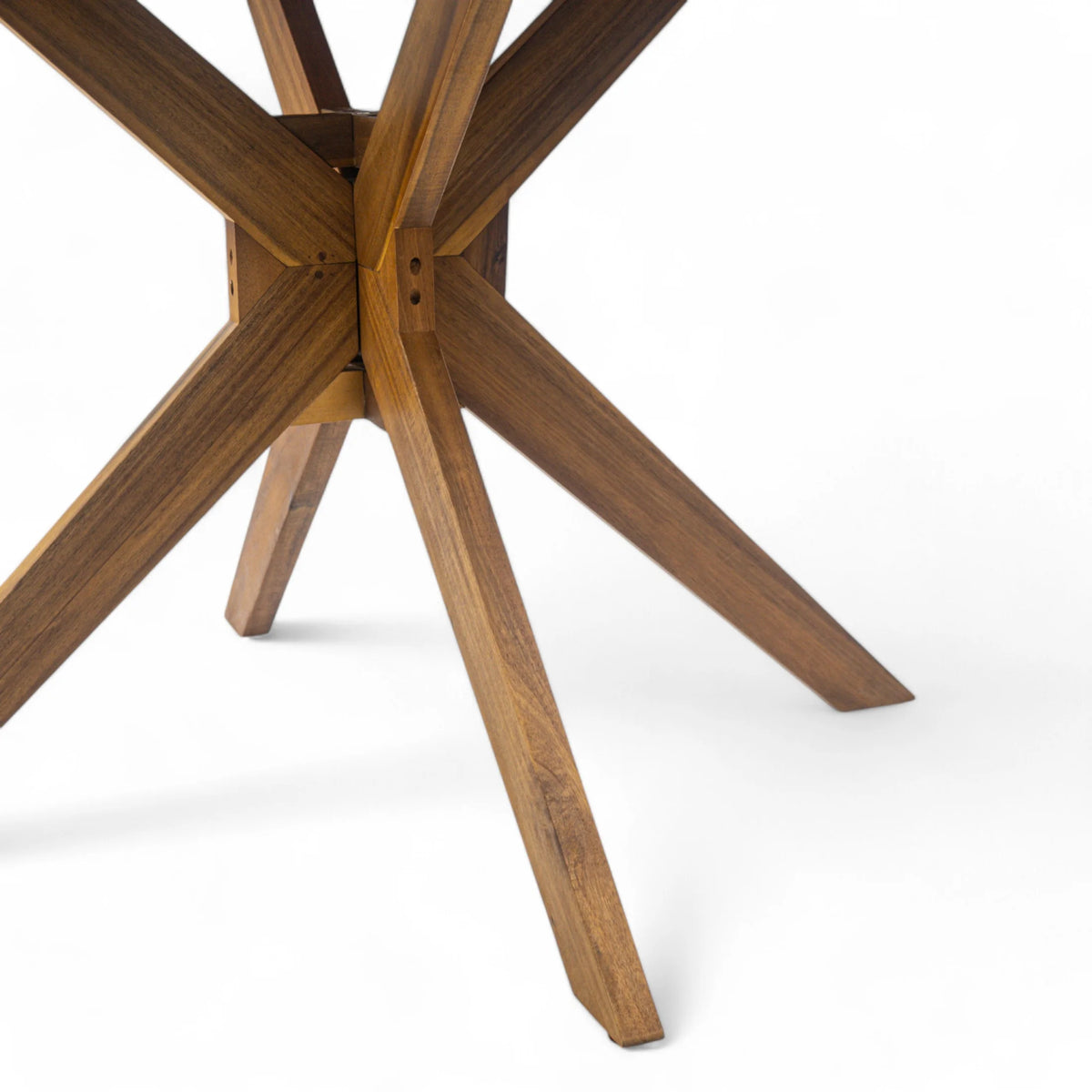 GDF Studio Brigitte Outdoor Round Acacia Wood Dining Table, Teak