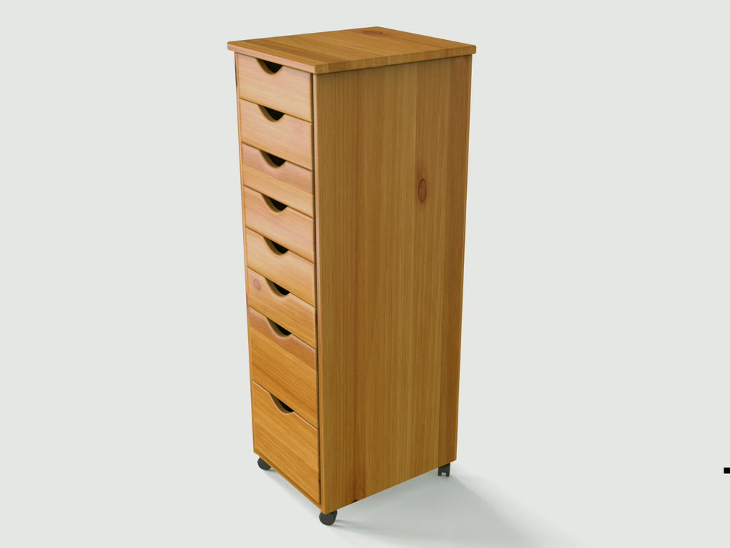 Adeptus Solid Wood 6+2 Drawer Roll Cart