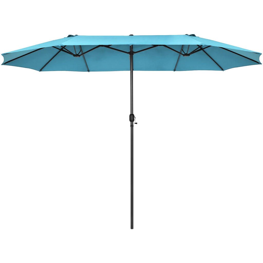 Costway 15ft Beige Patio Double-Sided Umbrella, Crank Lift