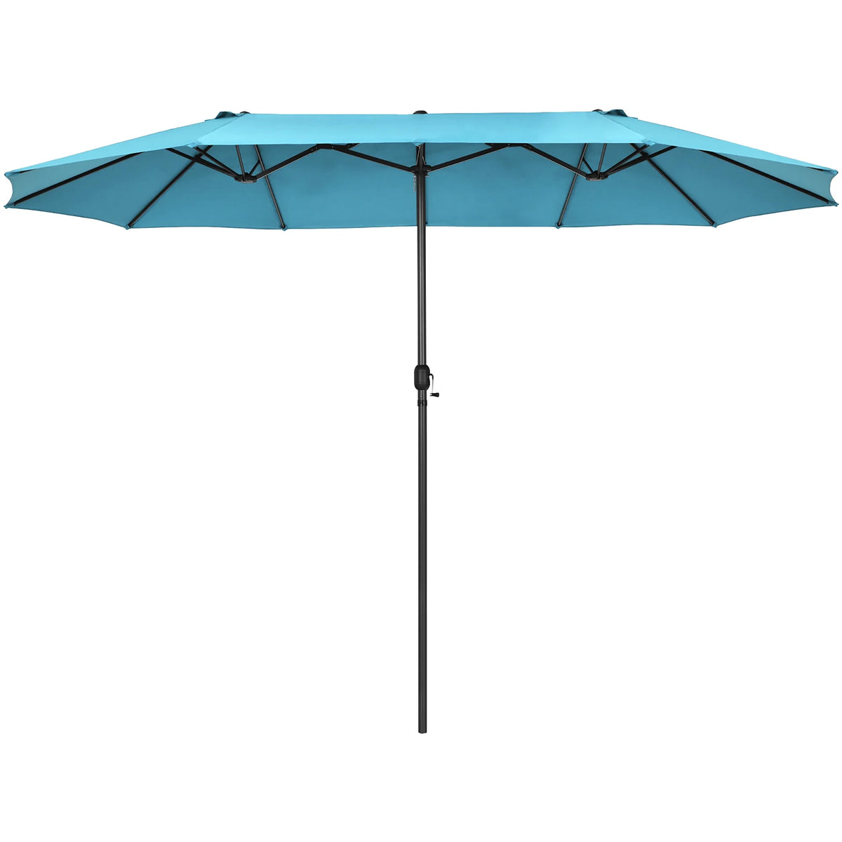 Costway 15ft Beige Patio Double-Sided Umbrella, Crank Lift