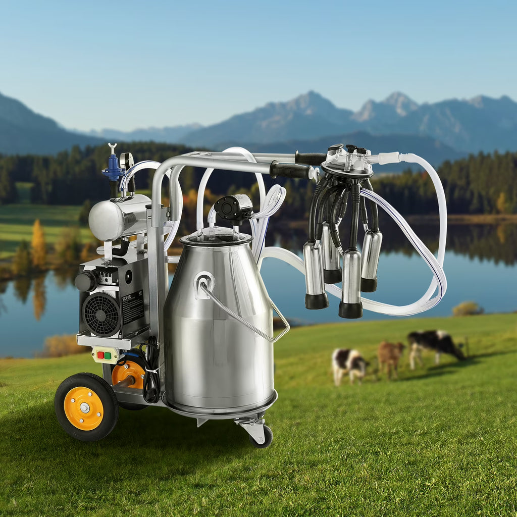 BENTISM Electric Cow Milking Machine Milking Equipment 25L 304 Stainless Steel