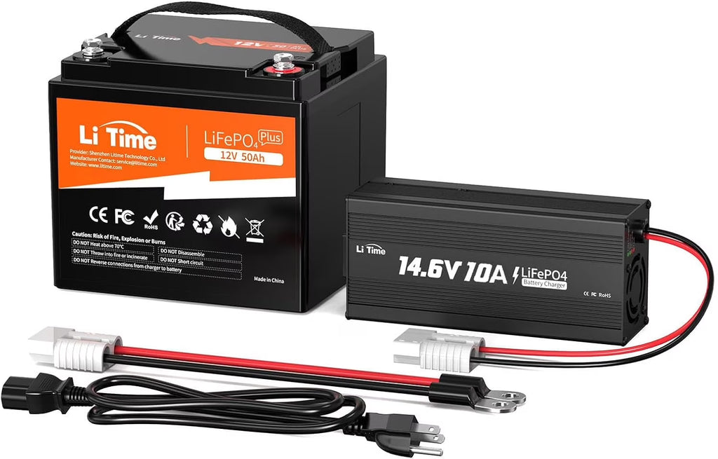 LiTime 12V 50Ah LiFePO4 Lithium Ion Battery, 4000+ Cycles, Lighter LiFePO4 Battery for Camping Trolling Motor Solar