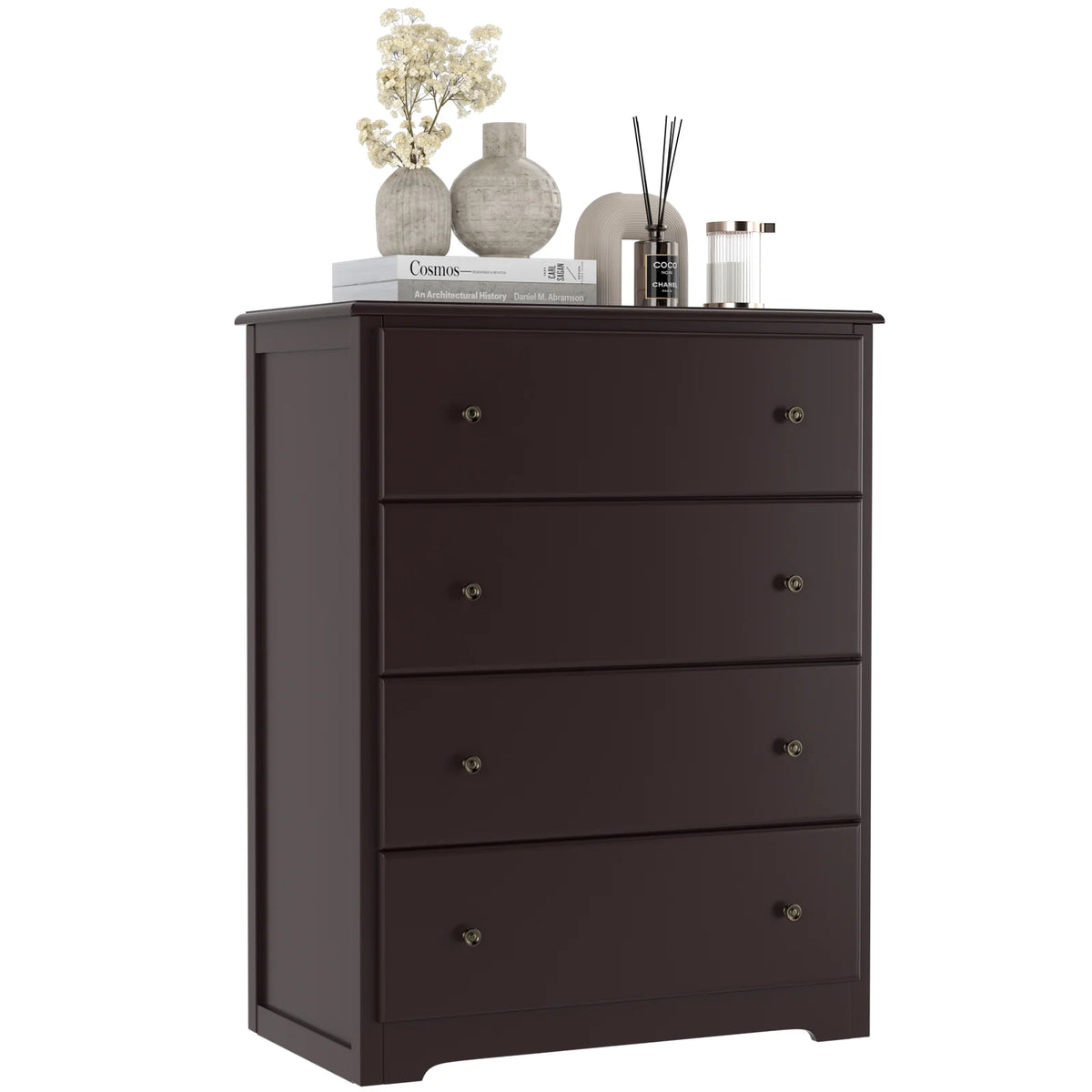 Homfa Dresser Chest, Modern Chest Organizer with 4 Drawers for Bedroom, White Finish