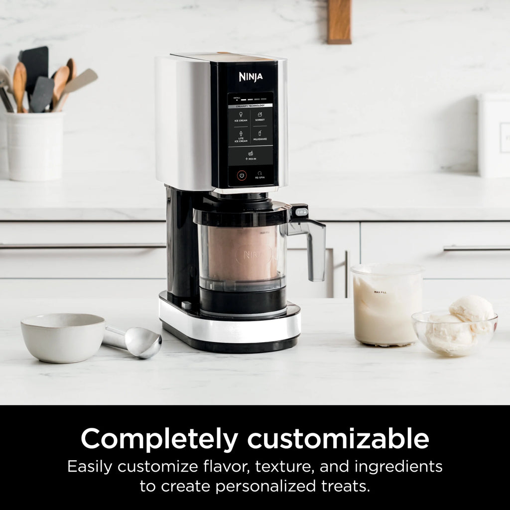 Ninja CREAMi Ice Cream Maker, for Gelato, Mix-ins, Milkshakes, Sorbet, Smoothie Bowls & More, 5 One-Touch Programs, with (2) 16 oz Pint Containers & Lids, Perfect for Kids, White, NC300WH