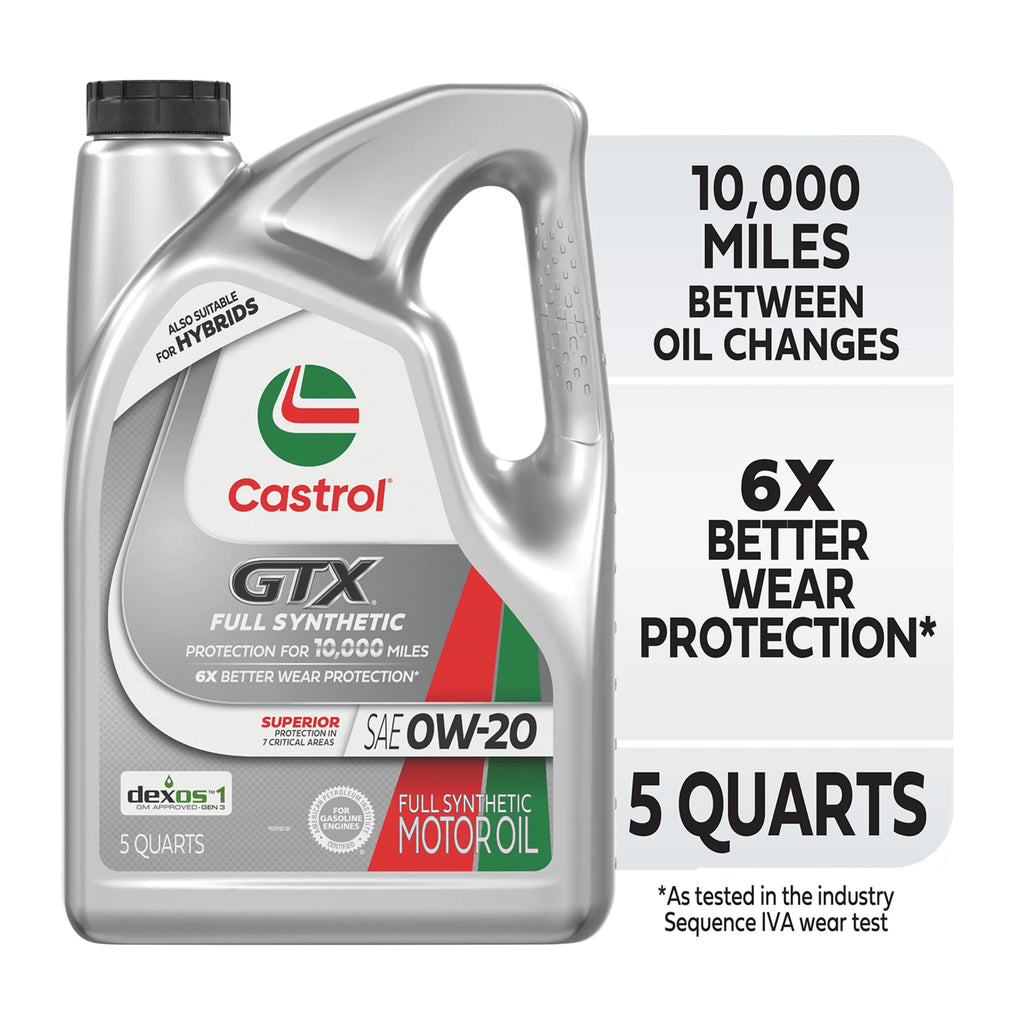 Castrol GTX Full Synthetic 0W-20 Motor Oil, 5 Quarts, Case of 3