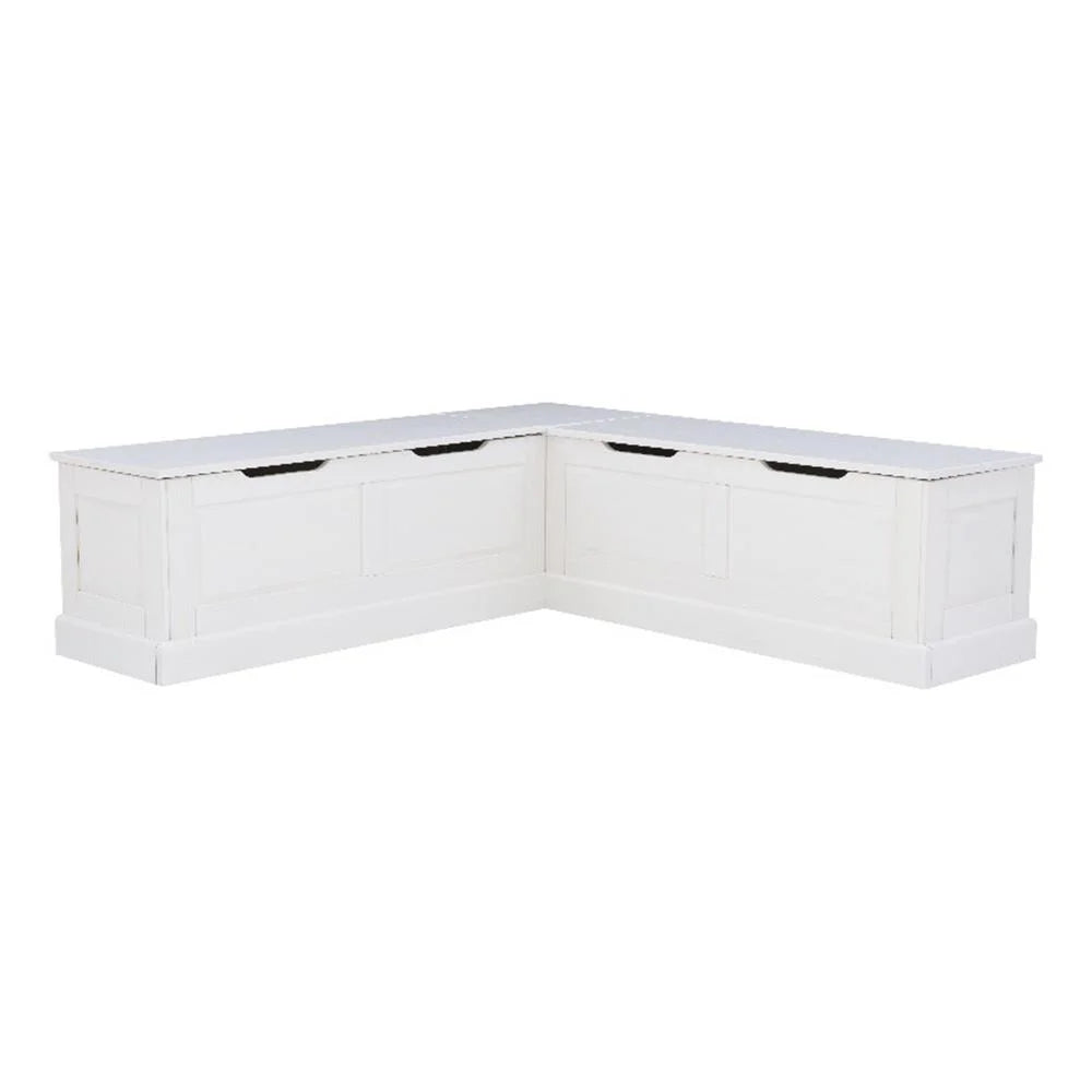 Pemberly Row Natural White Wood Nook With Green Polyester Fabric Cushions