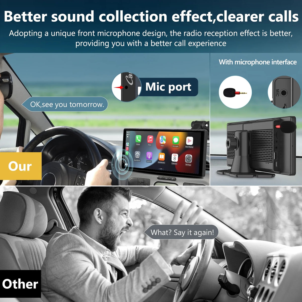 Carpuride Wireless Carplay Android Auto with 4K Front Dash Cam  1080P Rear Cam,10.26" HD IPS Touch