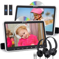 Pumpkin 10.1 Dual Headrest DVD Players for Car with Headphones, 2 Mount Brackets HDMI Input Region Free Last Memory