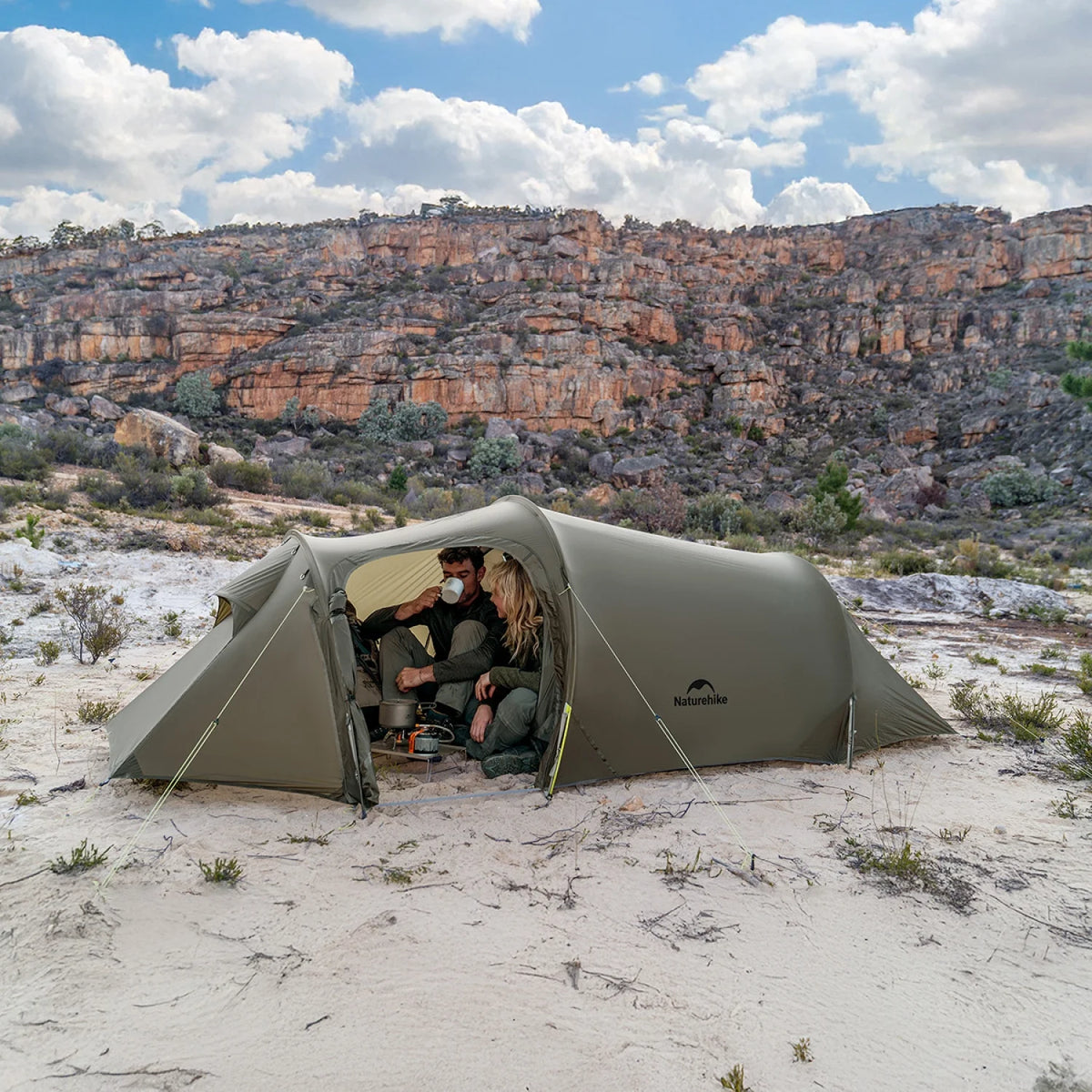 Naturehike, Ultralight Hiking Tent, Tear-resistant Tunnel Tent, Waterproof Camping Tent, Windproof Tent with Hall, 15D Lightweight Silicone-coated Nylon Fabrics,Large size for 2/3 Person.