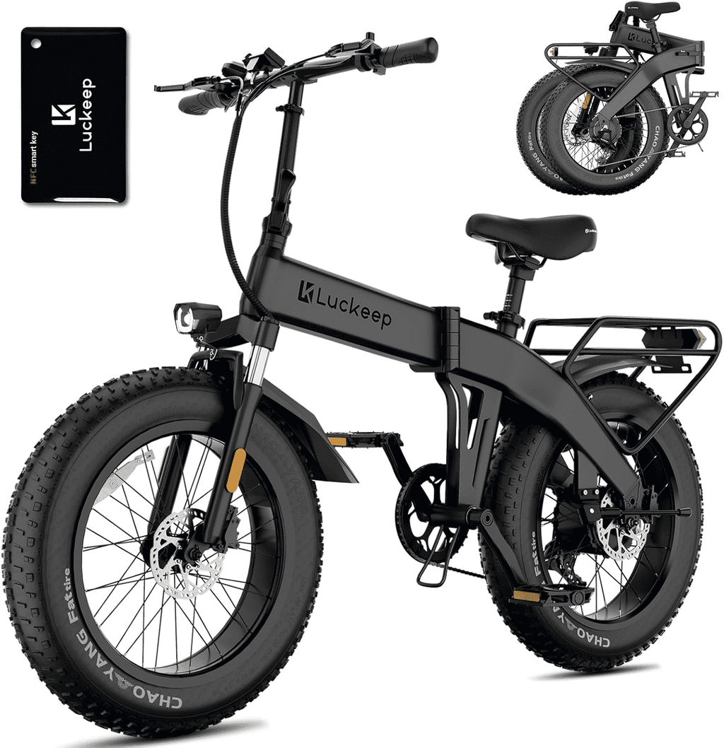 Luckeep X1 Lite Foldable Electric Bike for Adults 1500W Peak Motor,720WH Removable Battery,28MPH 60 Miles Long Range,20"*4" Fat Tire All-Terrain E-bike with Front Suspension,Mountain Electric Bicycle