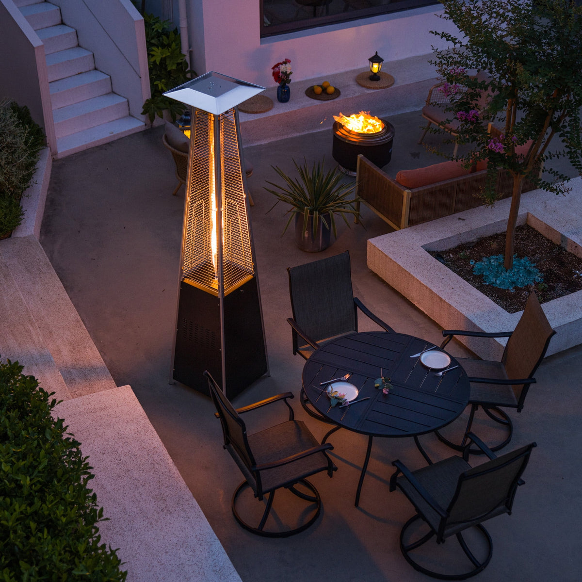 OuterMust Pyramid Patio Heater 48,000 BTU Outdoor  Propane Heater with Wheels,Black