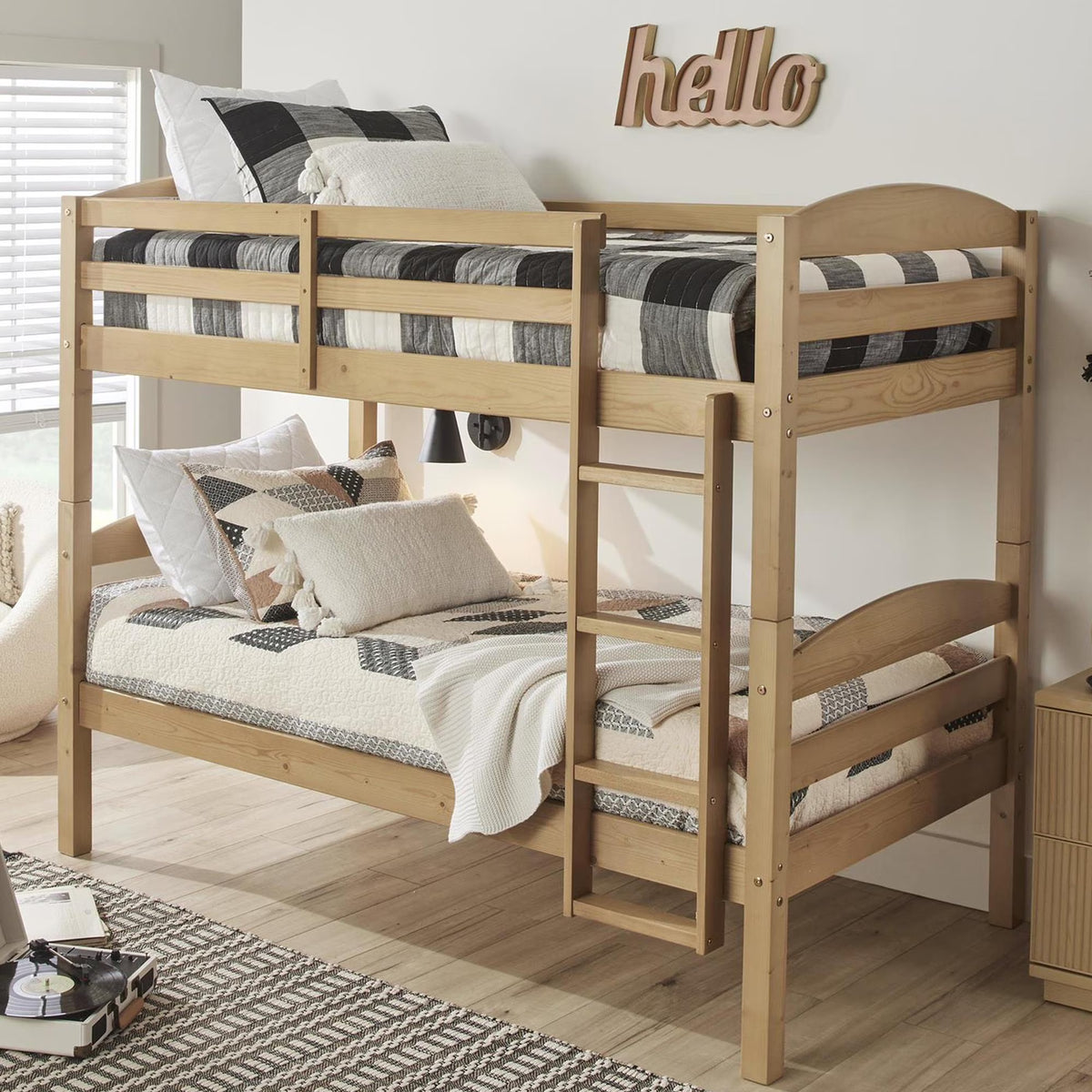 Better Homes & Gardens Leighton Solid Wood Twin-over-Twin Convertible Bunk Bed, Vanilla