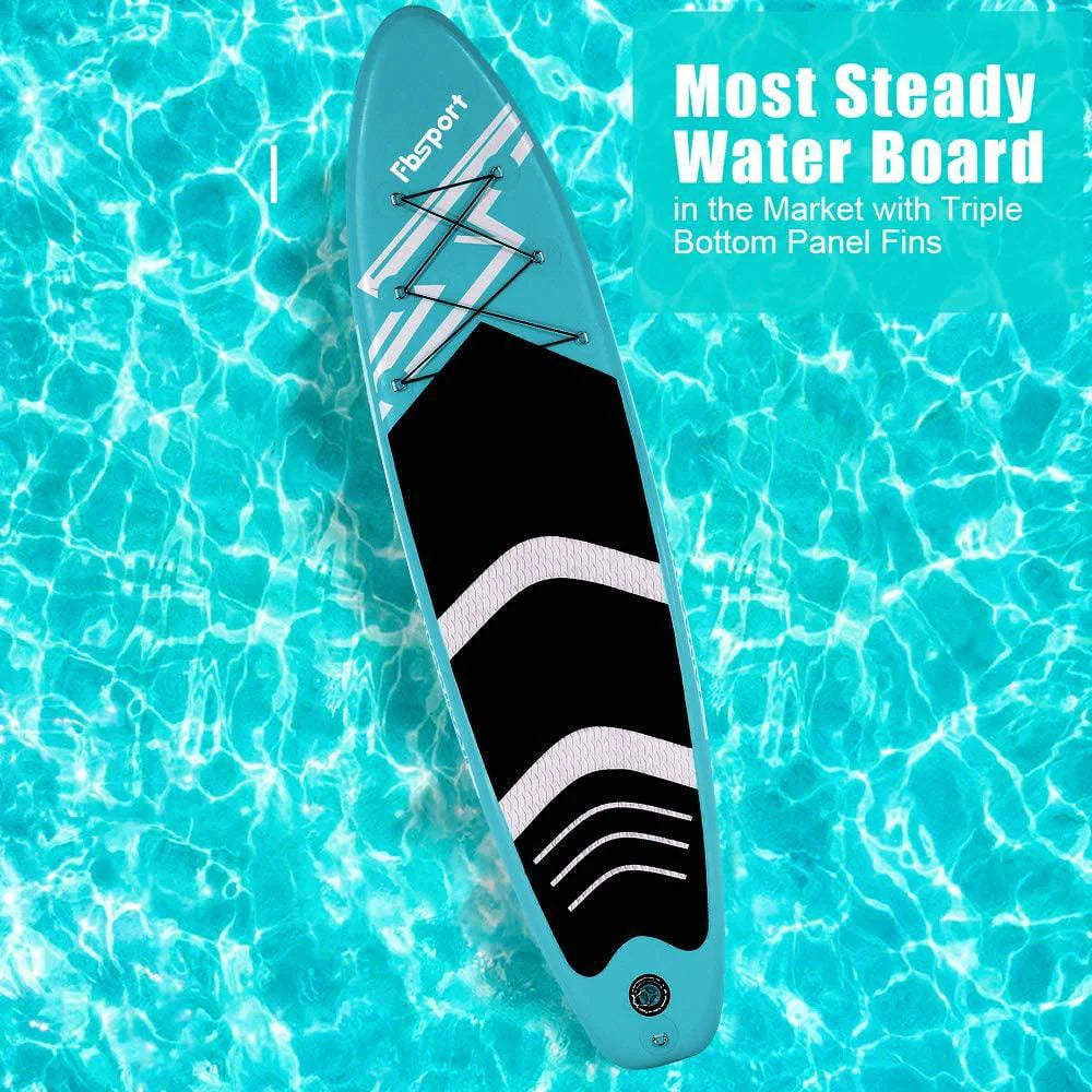 Fbsport 11ft Inflatable Paddle Board SUP, 6'' Thick W/Paddling Fins Pump & Accessories Pack, Lake Blue