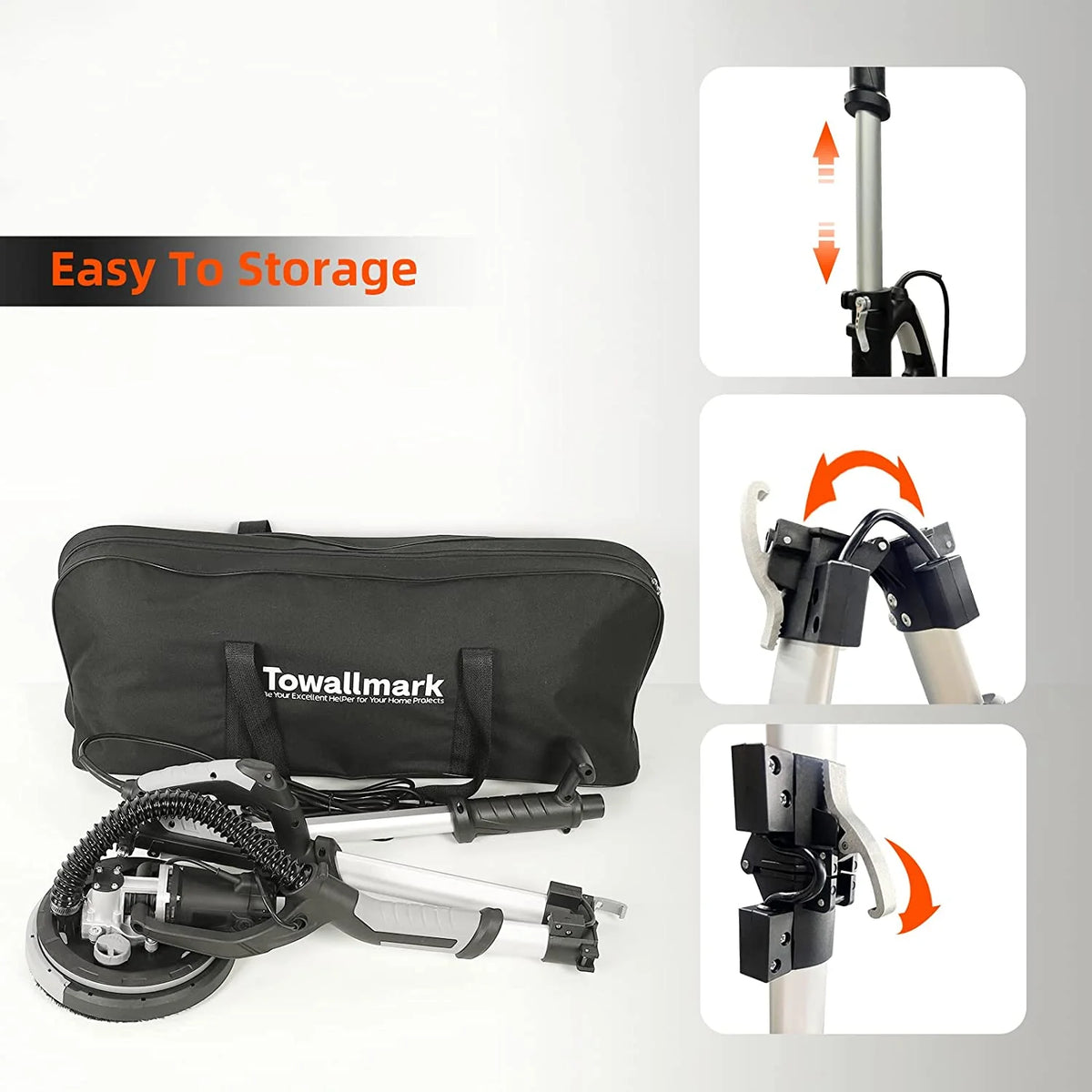 Yesurprise Drywall Sander750W Electric Drywall Sander 7 Variable Speed 900-1800 RPM Sander with LED Light Sanding discs Handle
