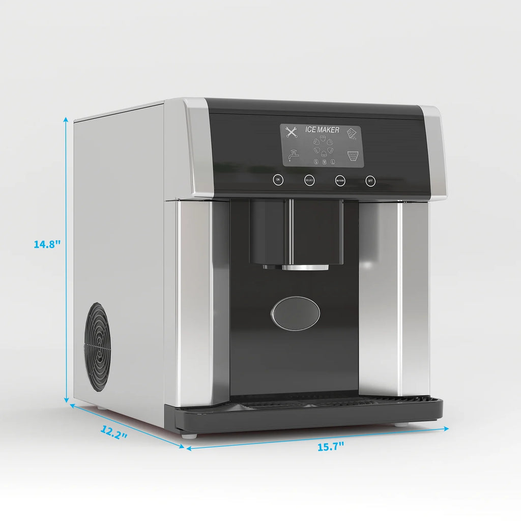 TABU 3 in 1 Ice Maker with Water Dispenser,40 lbs/24H,Ice Machine with Ice Crushing,Self Cleaning,Black