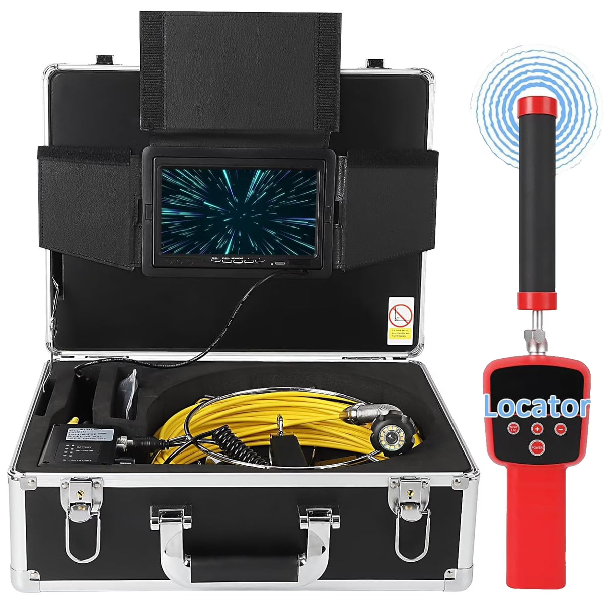 Aoile 100Ft Sewer Camera with Locator, 7" Snake Camera with DVR & 12 Adjustable LEDs, Pipe Camera w/ Self Leveling, Drain Camera for Inspecting Sewers