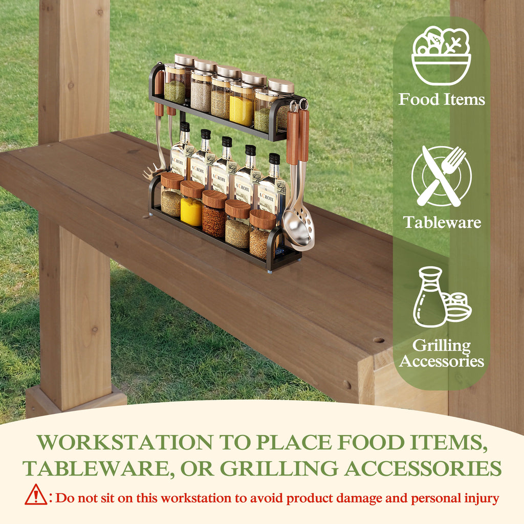 VEIKOUS 8' x 5' Outdoor Grill Gazebo w/Workstation Shelves, Multi-Use Gazebo for Lawn, Garden