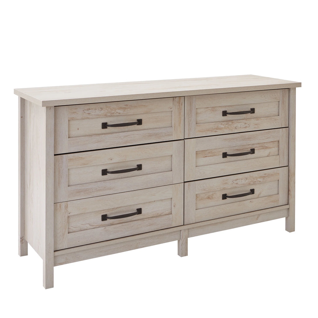Better Homes & Gardens Modern Farmhouse 6-Drawer Dresser, Rustic White Finish