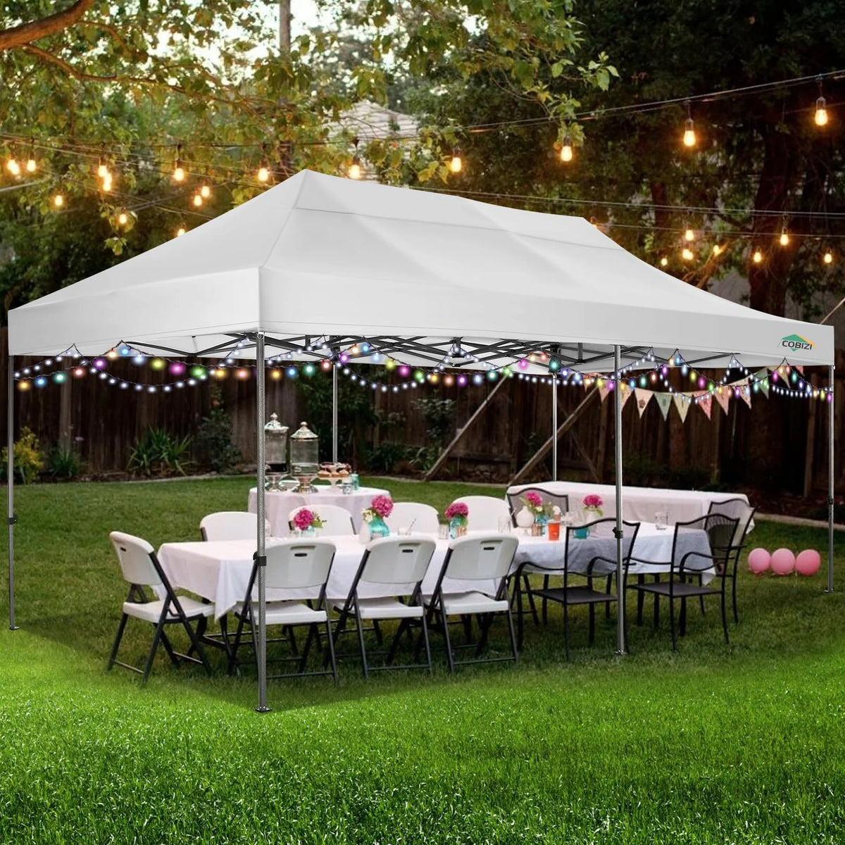 COBIZI 10x15ft Pop up Canopy, Heavy Duty Party Canopy Waterproof Commercial for Outdoor,Black
