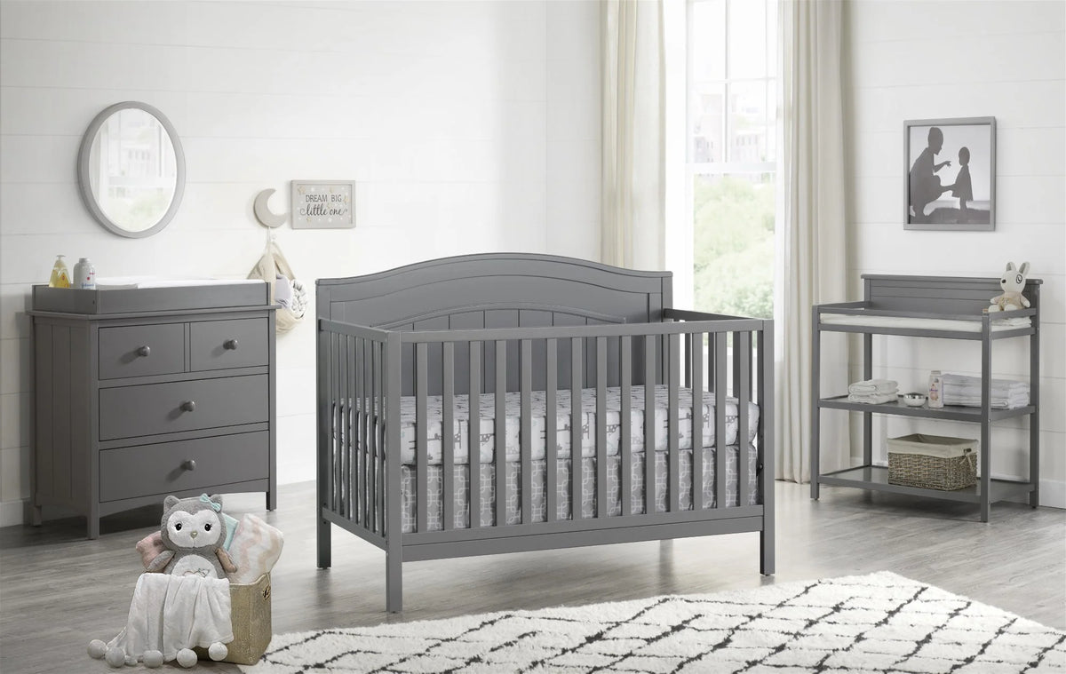 Oxford Baby North Bay 4-in-1 Convertible Crib, Snow White, GREENGUARD Gold Certified, Wooden Crib