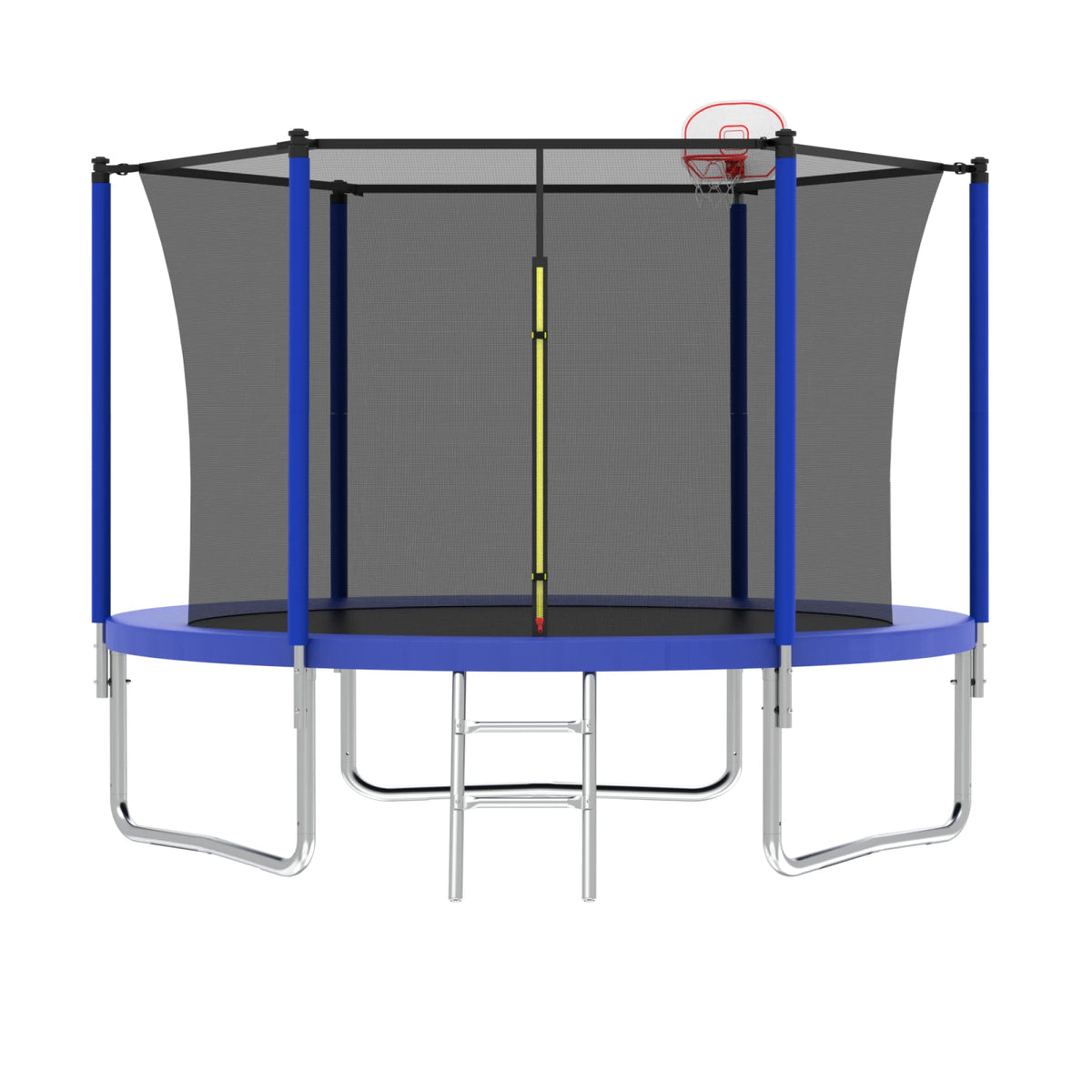 8FT Trampoline for Kids,Outdoor Trampoline with Basketball Hoop,Heavy-Duty Trampoline with Safety Enclosure Net,Blue