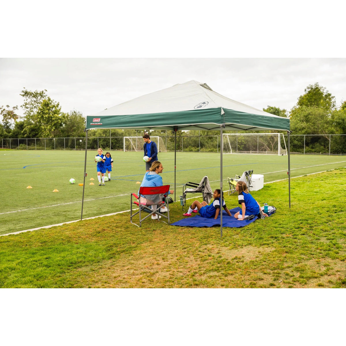Coleman Straight Leg Instant Outdoor Canopy Shelter, 10 x 10, Tan & Black
