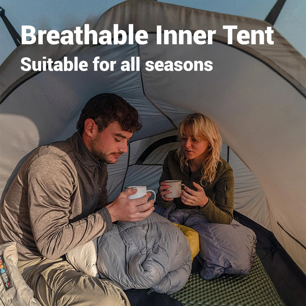 Naturehike, Ultralight Hiking Tent, Tear-resistant Tunnel Tent, Waterproof Camping Tent, Windproof Tent with Hall, 15D Lightweight Silicone-coated Nylon Fabrics,Large size for 2/3 Person.