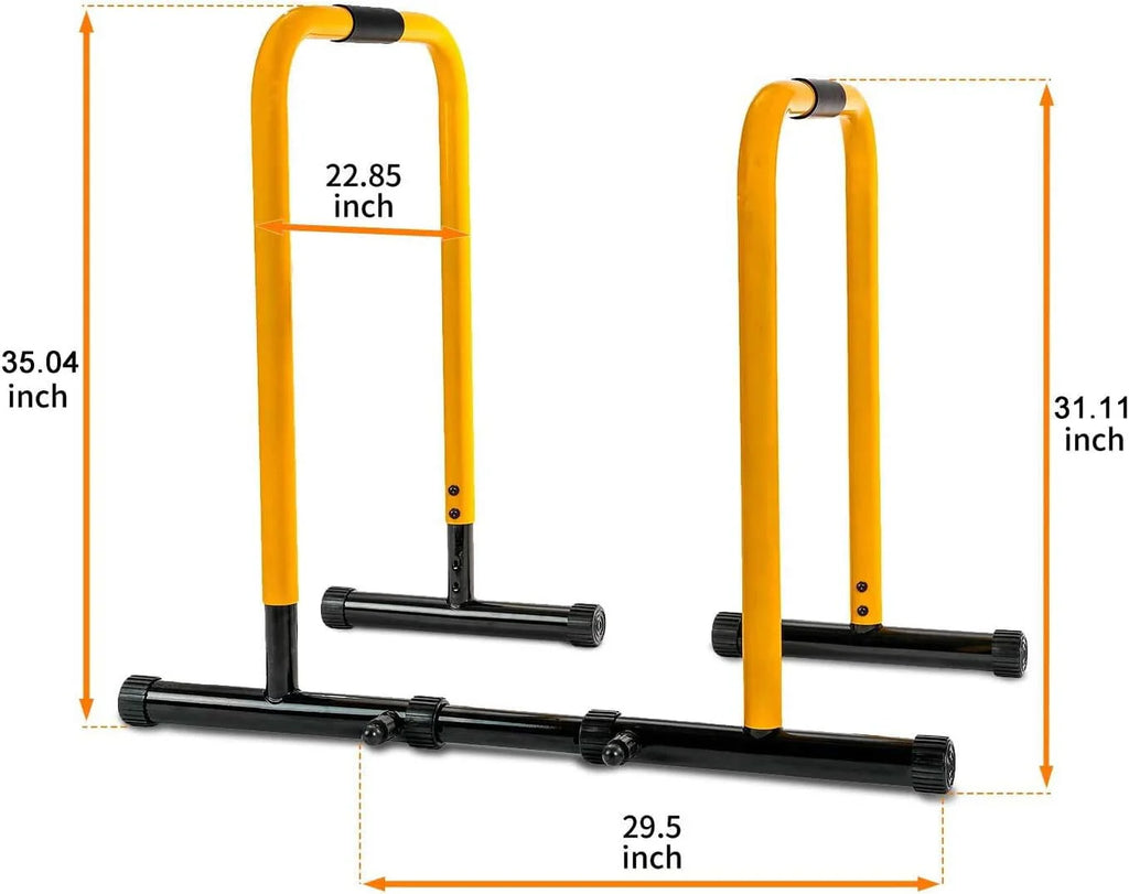 Relife Sports Dip Stand Station with Adjustable Height  300lb Dip Bar for  Home Gym, Yellow