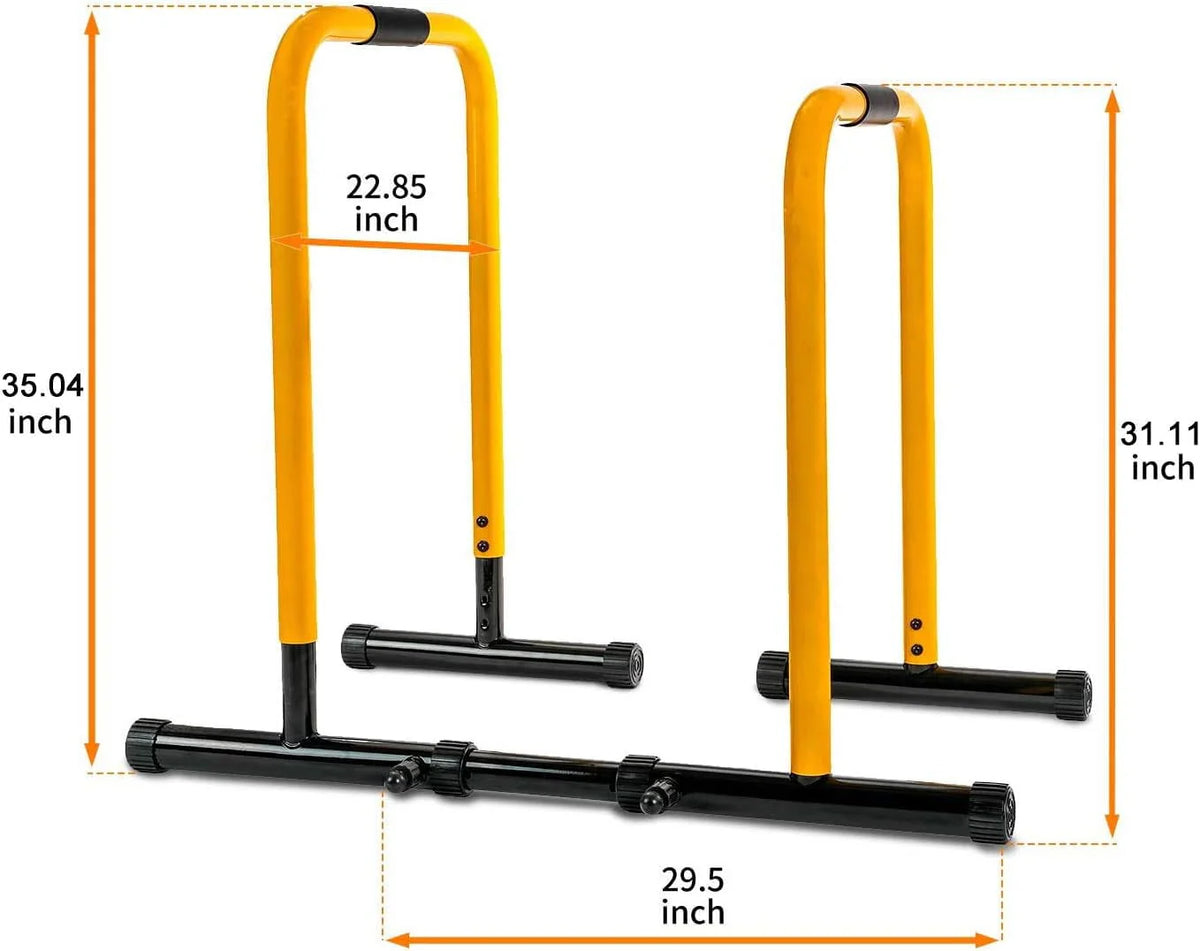 Relife Sports Dip Stand Station with Adjustable Height  300lb Dip Bar for  Home Gym, Yellow
