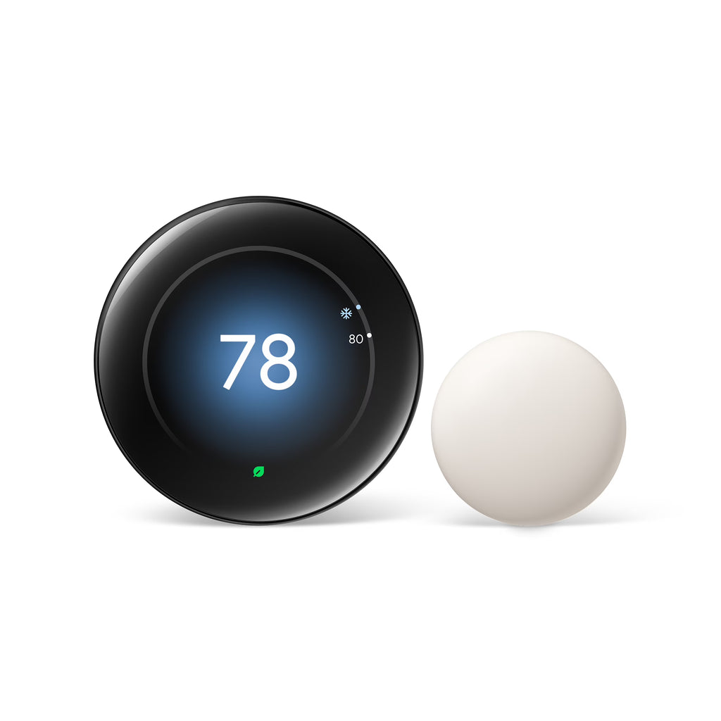 Google Nest Learning Thermostat (4th Gen) with Nest Temperature Sensor (2nd Gen) - Energy-Saving Smart Thermostat with Smart Schedule - Monitors Heating and Cooling System - Polished Obsidian
