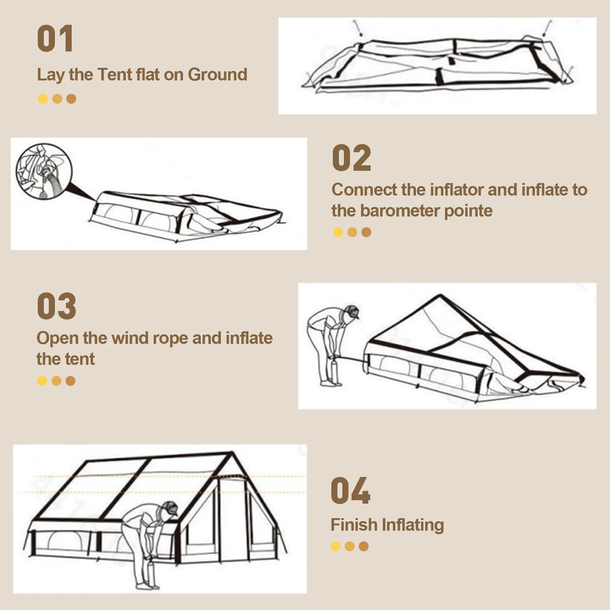 9.8' x 7' Inflatable Camping Tent,4 Season Blow up Tents for Camping, 4-6 Person Inflatable Tent with Stove Jack,Air Tents,Glamping Tent,Waterproof Luxury House with Mesh Window