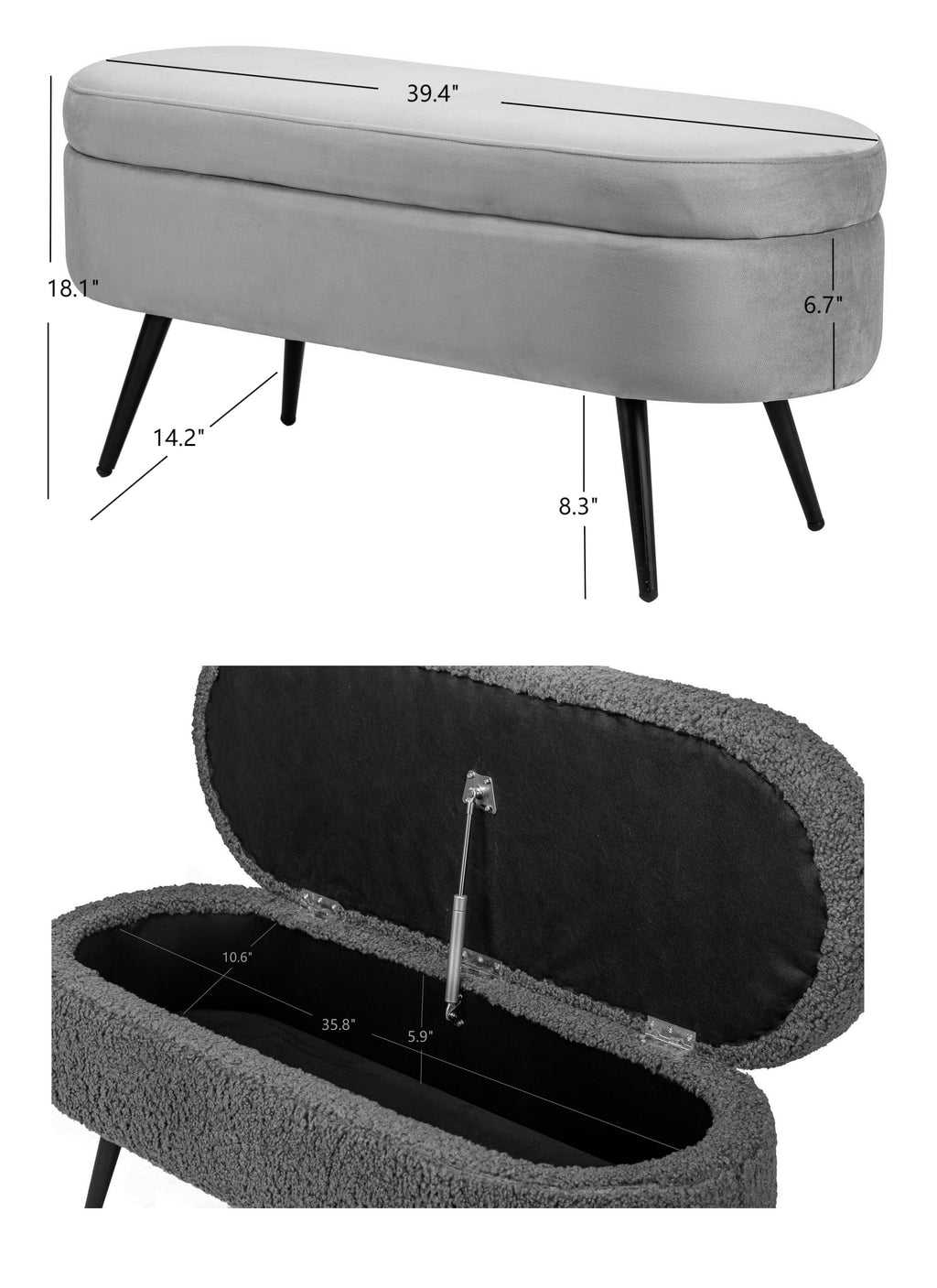 Metal and White Boucle Storage Bench Modern Design Style Entryway