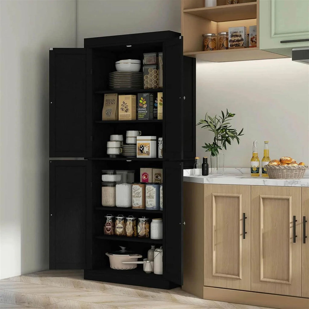 Demi Bonn 72" Large Kitchen Cabinet, Pantry Storage with Doors & Shelves, Freestanding Food Pantry Cabinet, Space-Saving Storage Solution, White