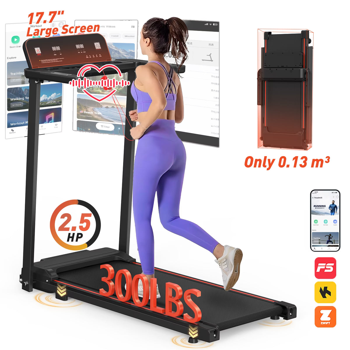 [TREADMILL CLEARANCE] FYC 2.5HP Folding Treadmill with Adjustable Height Desk & Incline - Compact Electric Treadmill Bluetooth Speaker for Running Walking Foldable Portable  (Silver)