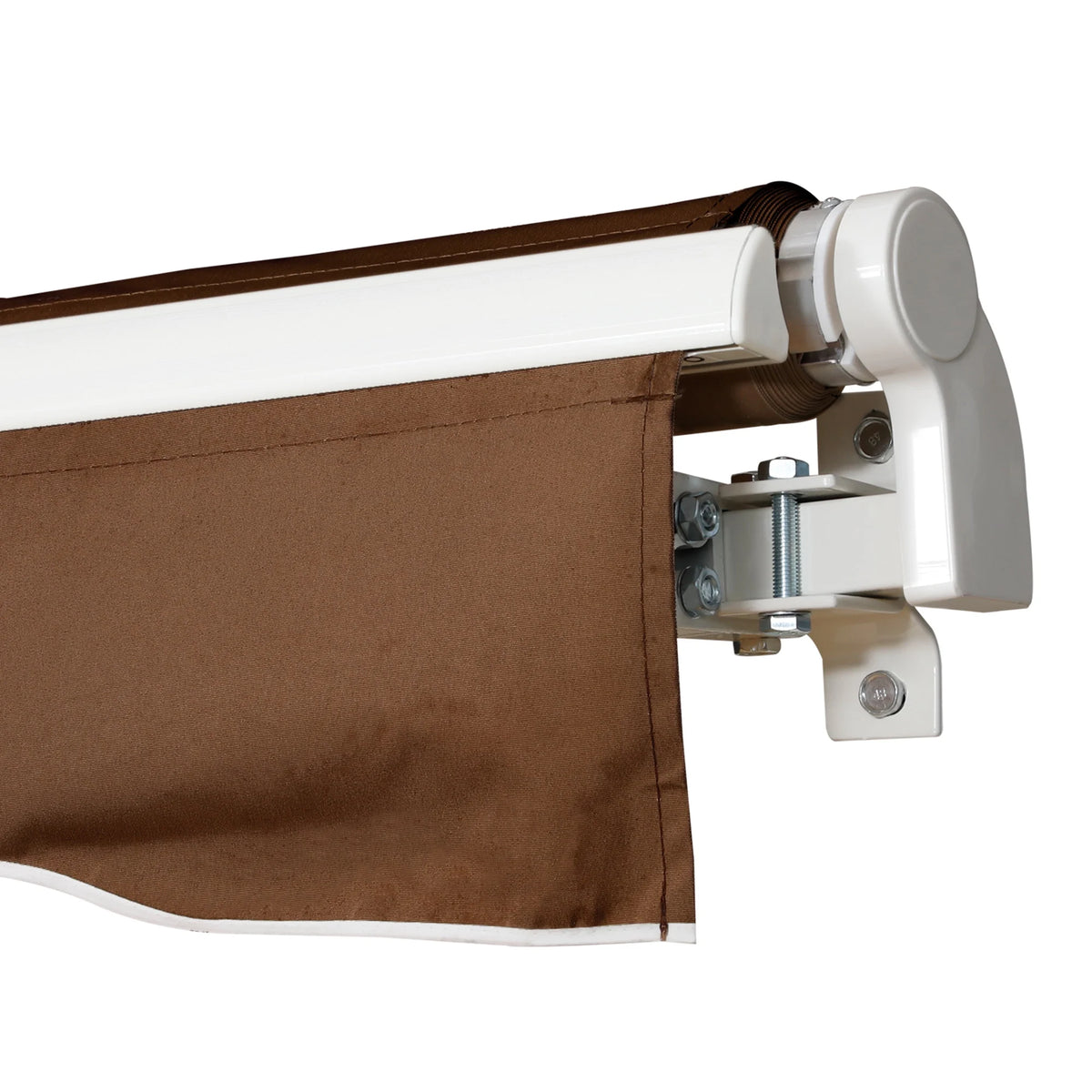 Outsunny 12' x 10' Manual Retractable Awning Outdoor Sunshade Shelter for Patio, Balcony, Yard, with Adjustable & Versatile Design, Beige and White