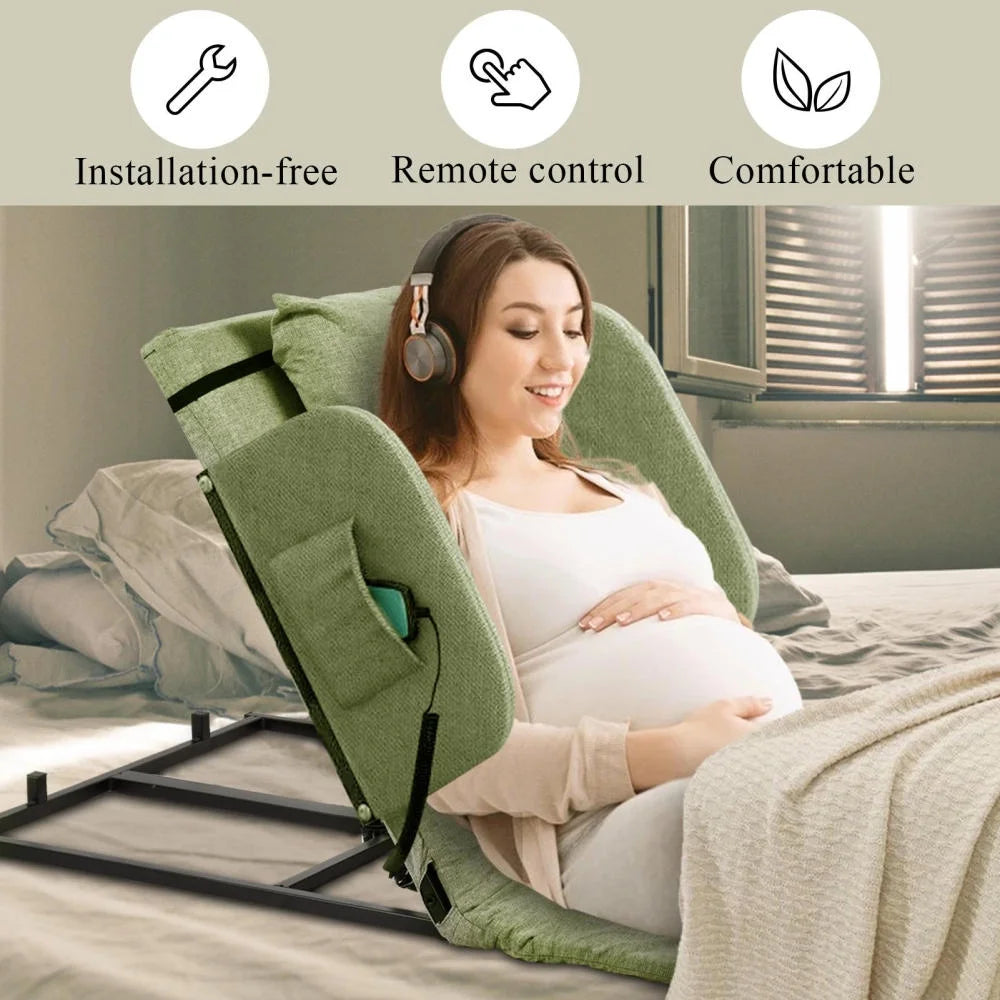 Adjustable Power Lifting Bed Backrest for Elderly Patient Injured, Sit-up Back Rest Chair for Neck Lumbar Back Support, Electric Lifting Backrest for Bed (Gray)