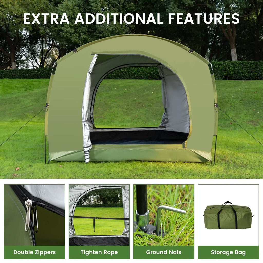 NAIZEA Large Bike Storage Tent, 47" Depth Storage for 6 Bikes Waterproof Outdoor Bicycle Cover, Lawn Mower Garden Tools Shed, Backyard Storage Room Tent Shelter W/Fixing Peg & Rop