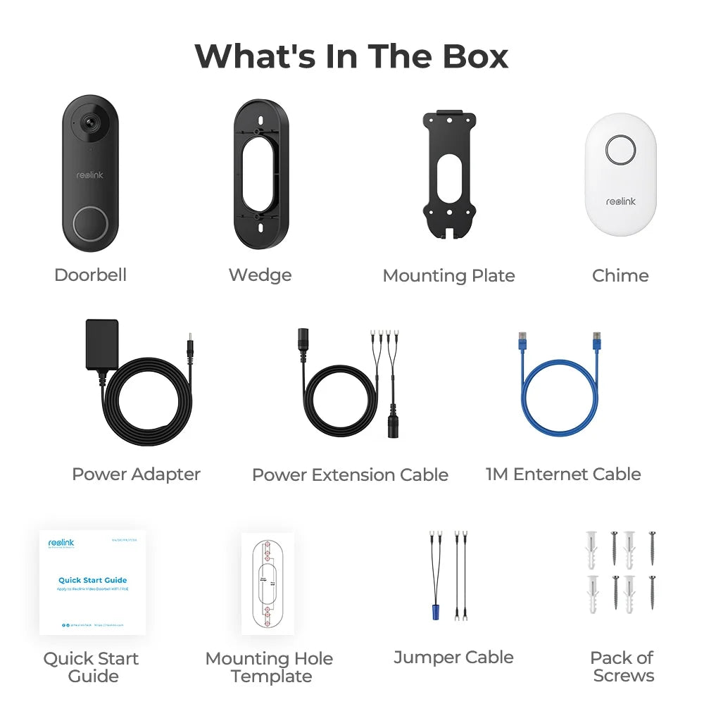 Reolink 2pcs Doorbell Camera 5G/2.4GHz WiFi Chime, 5MP Night Vision, 180 Motion Human Detection, 2 Way Talk, Local Storage Google Assistant